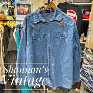 Winnie The Pooh VNTG 90s Sz XL Corduroy Snap Button Western Shirt A28